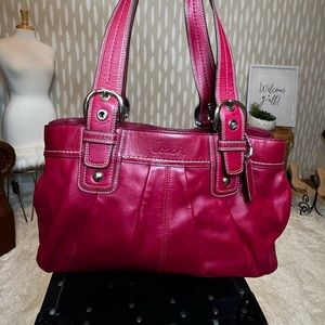 Red leather coach purse